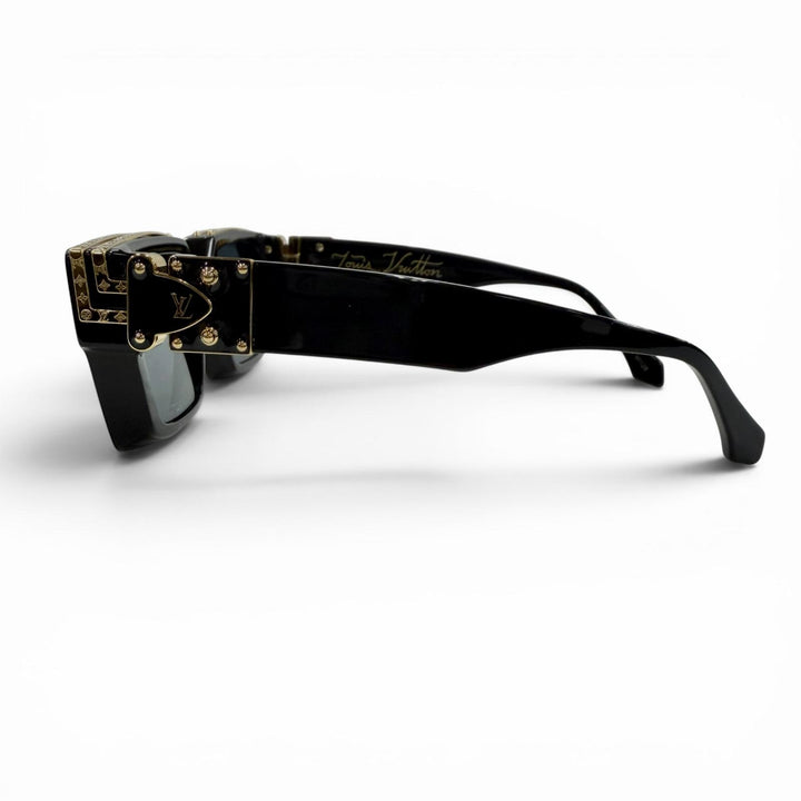 美品◇LOUIS VUITTON ルイヴィトン Z1165W 1.1 ミリオネア モノグラム フレーム サングラス ブラック ゴールド 55□17 145 デモレンズ