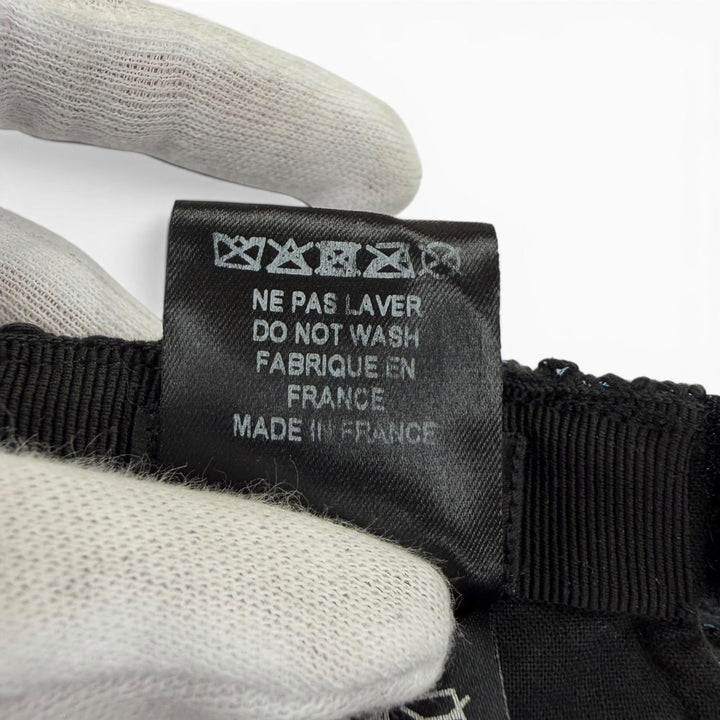 良品☆CHANEL シャネル 17S コットン ココマーク ラメメッシュ キャップ 帽子 ブラック ブルー フランス製 正規品 レディース