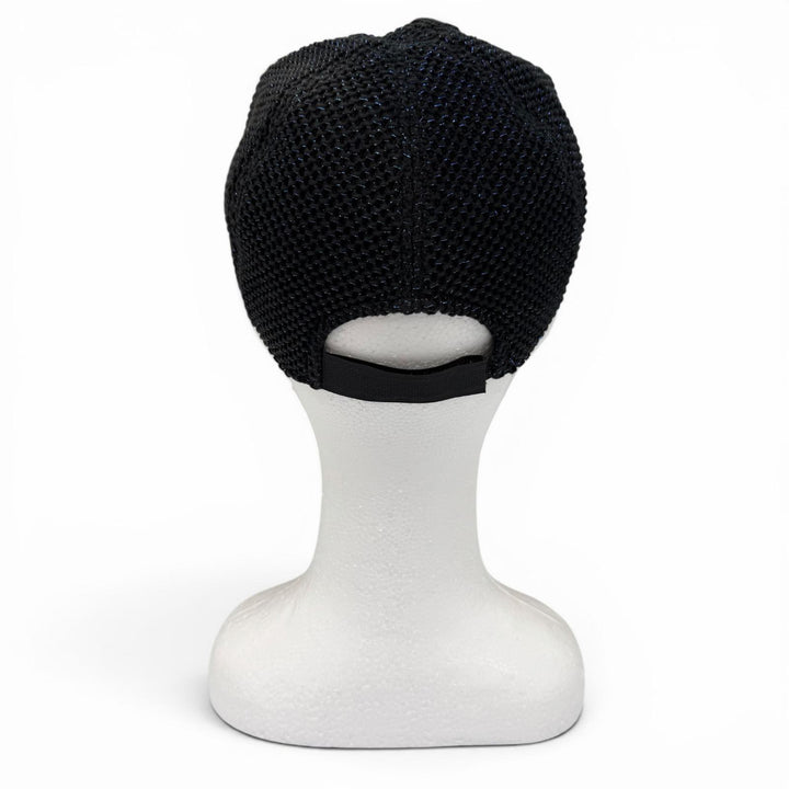 良品☆CHANEL シャネル 17S コットン ココマーク ラメメッシュ キャップ 帽子 ブラック ブルー フランス製 正規品 レディース