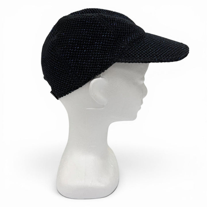 良品☆CHANEL シャネル 17S コットン ココマーク ラメメッシュ キャップ 帽子 ブラック ブルー フランス製 正規品 レディース