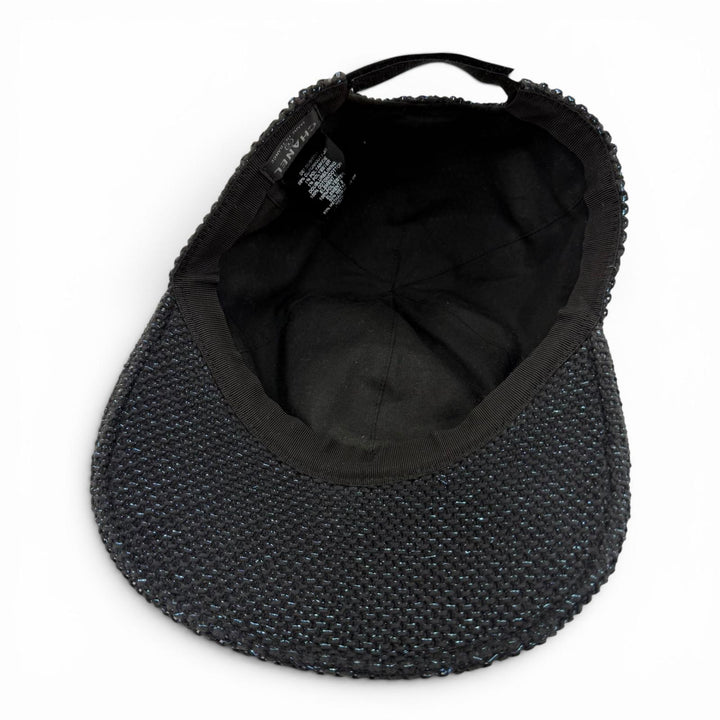 良品☆CHANEL シャネル 17S コットン ココマーク ラメメッシュ キャップ 帽子 ブラック ブルー フランス製 正規品 レディース