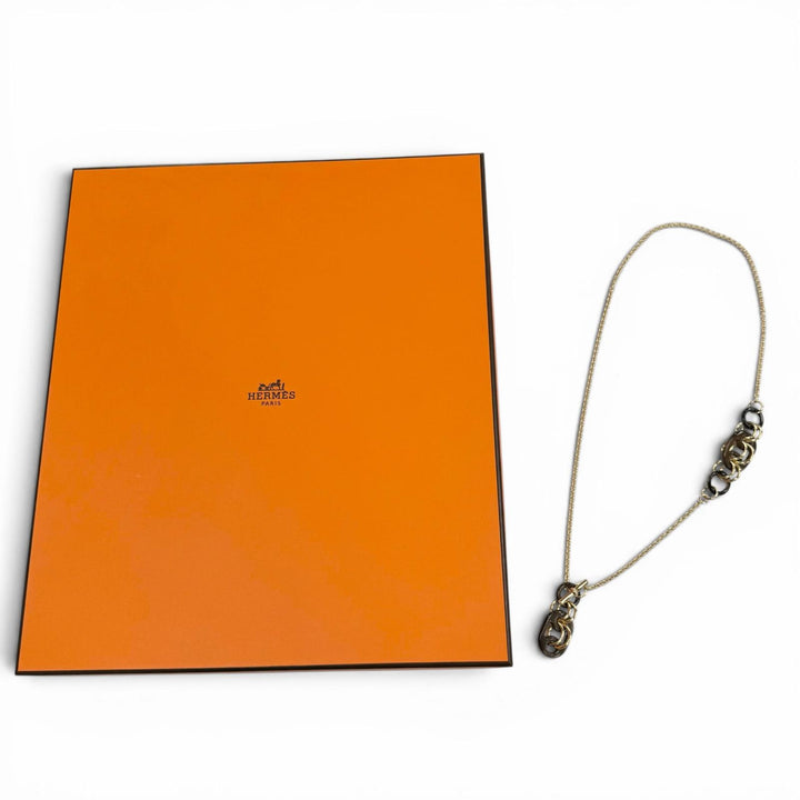 極美品▼HERMES エルメス ペンダント ユリディス PM バッファローホーン チェーン ネックレス ブラウン ゴールド レディース 箱付き