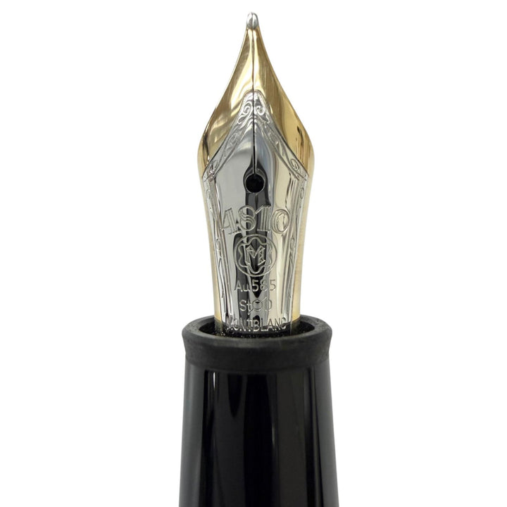 極美品□MONTBLANC モンブラン マイスターシュテュック 145 クラシック プラチナライン ペン先14K Mニブ 現行品 万年筆 黒 ドイツ製