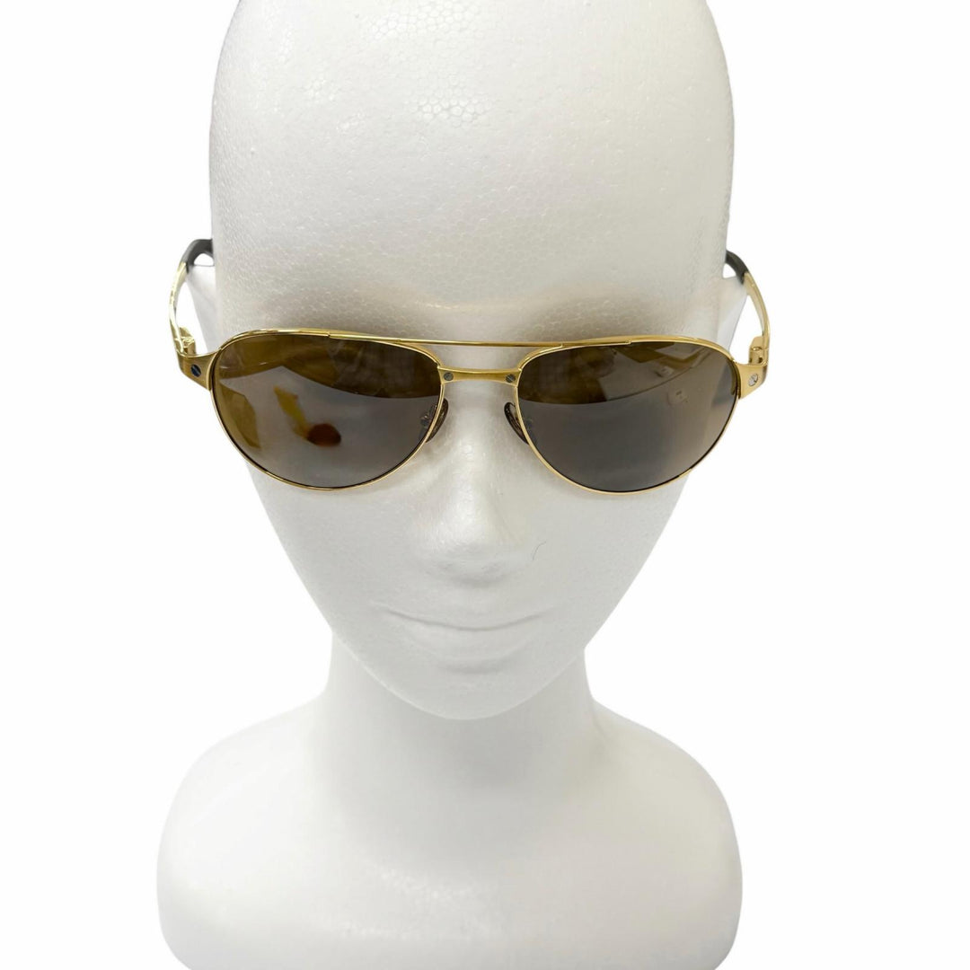 良品□Cartier カルティエ サントスデュモン 130 ツーブリッジ ティアドロップ 偏光レンズ サングラス ゴールド 55□16 フランス製