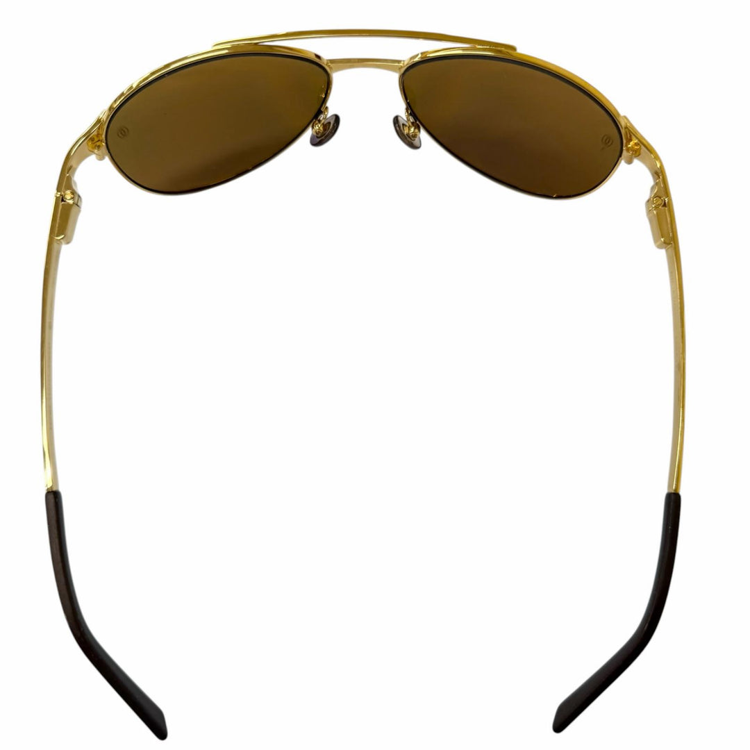 良品□Cartier カルティエ サントスデュモン 130 ツーブリッジ ティアドロップ 偏光レンズ サングラス ゴールド 55□16 フランス製