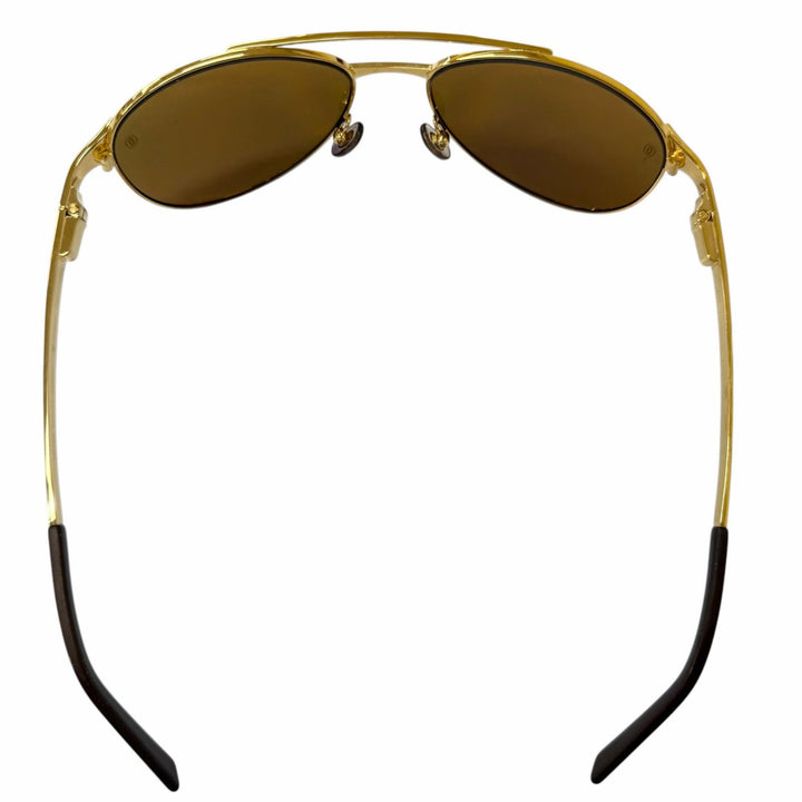 良品□Cartier カルティエ サントスデュモン 130 ツーブリッジ ティアドロップ 偏光レンズ サングラス ゴールド 55□16 フランス製