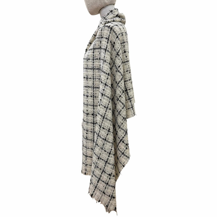 美品☆CHANEL シャネル 2025/26年製 AAB731 現行 カシミヤ混 クルーズ コレクション ショー ココマーク ツイード ストール 定価231000円