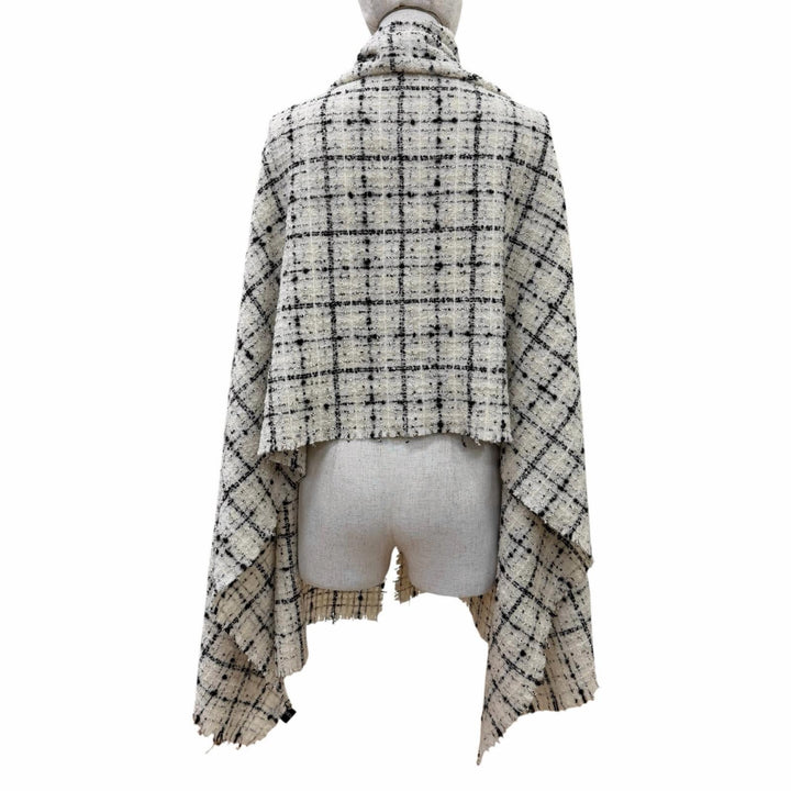 美品☆CHANEL シャネル 2025/26年製 AAB731 現行 カシミヤ混 クルーズ コレクション ショー ココマーク ツイード ストール 定価231000円