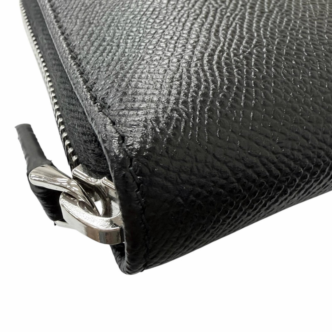 極美品□BVLGARI ブルガリ 284230 レザー ブルガリブルガリ マン ラウンドジップ 長財布 ロングウォレット ブラック メンズ 箱付き