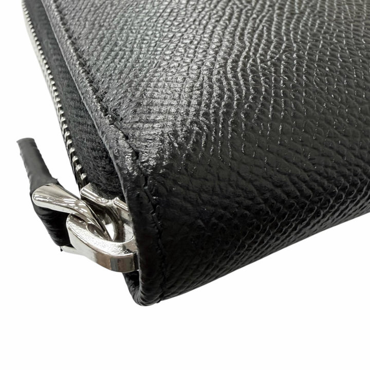 極美品□BVLGARI ブルガリ 284230 レザー ブルガリブルガリ マン ラウンドジップ 長財布 ロングウォレット ブラック メンズ 箱付き