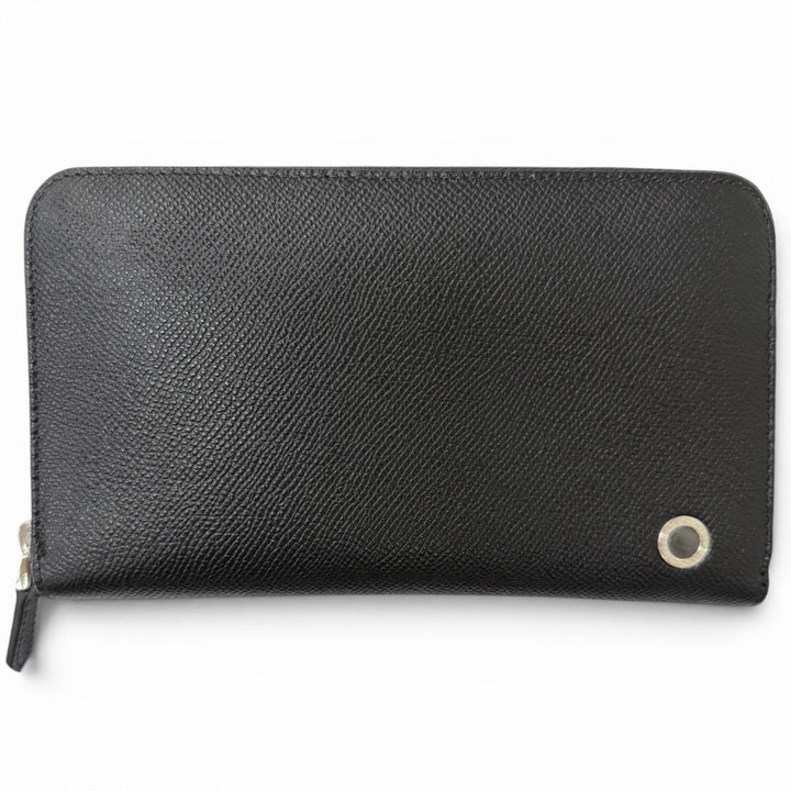 極美品□BVLGARI ブルガリ 284230 レザー ブルガリブルガリ マン ラウンドジップ 長財布 ロングウォレット ブラック メンズ 箱付き