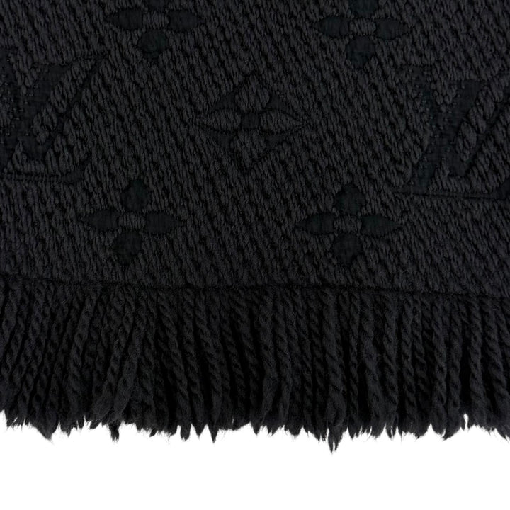 美品☆LOUIS VUITTON ルイヴィトン M72431 エシャルプ ロゴマニア ウール シルク アントラシット モノグラム マフラー ブラック系 正規品