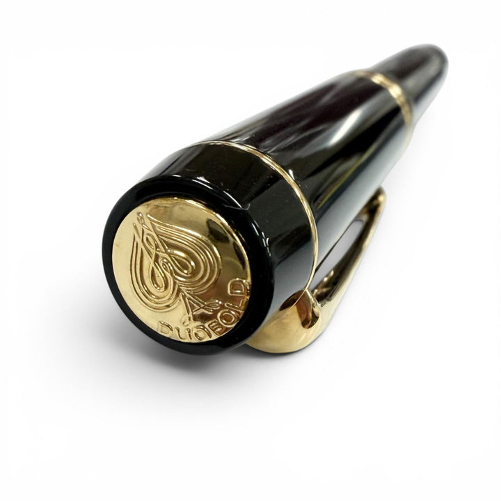 極美品▼PARKER パーカー デュオフォールド クラシック センテニアル ペン先18K Fニブ 万年筆 ブラックGT ゴールド フランス製 メンズ