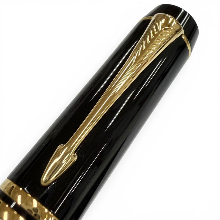 極美品▼PARKER パーカー デュオフォールド クラシック センテニアル ペン先18K Fニブ 万年筆 ブラックGT ゴールド フランス製 メンズ