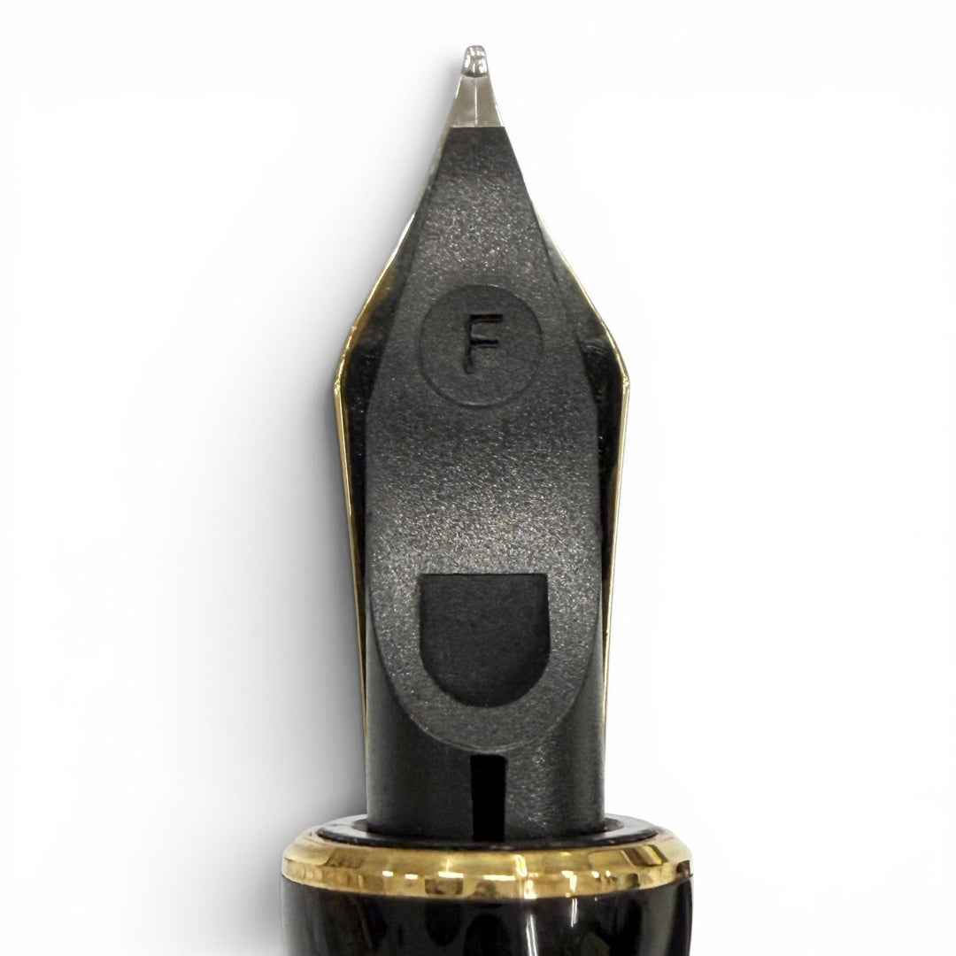 極美品▼PARKER パーカー デュオフォールド クラシック センテニアル ペン先18K Fニブ 万年筆 ブラックGT ゴールド フランス製 メンズ