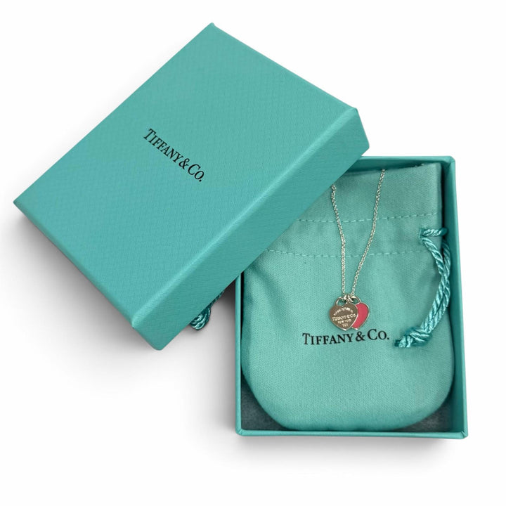 美品★TIFFANY&amp;Co. ティファニー リターントゥティファニー ピンク ダブル ハート タグ ペンダント ミニ AG925 重量2.8g 箱・保存袋付