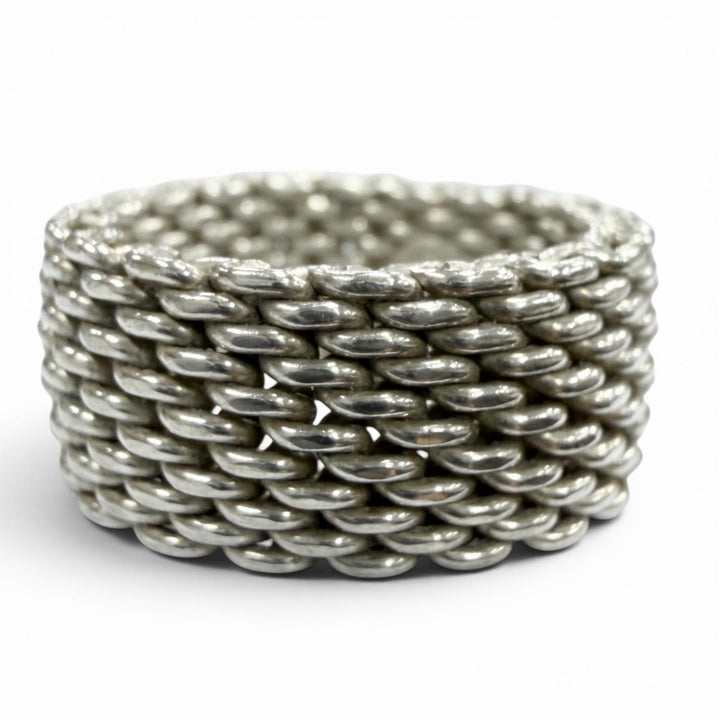 美品▼TIFFANY&amp;Co. ティファニー サマセット 925 メッシュ リング 指輪 シルバー JP14号 重量8.6g メンズ レディース アクセサリー