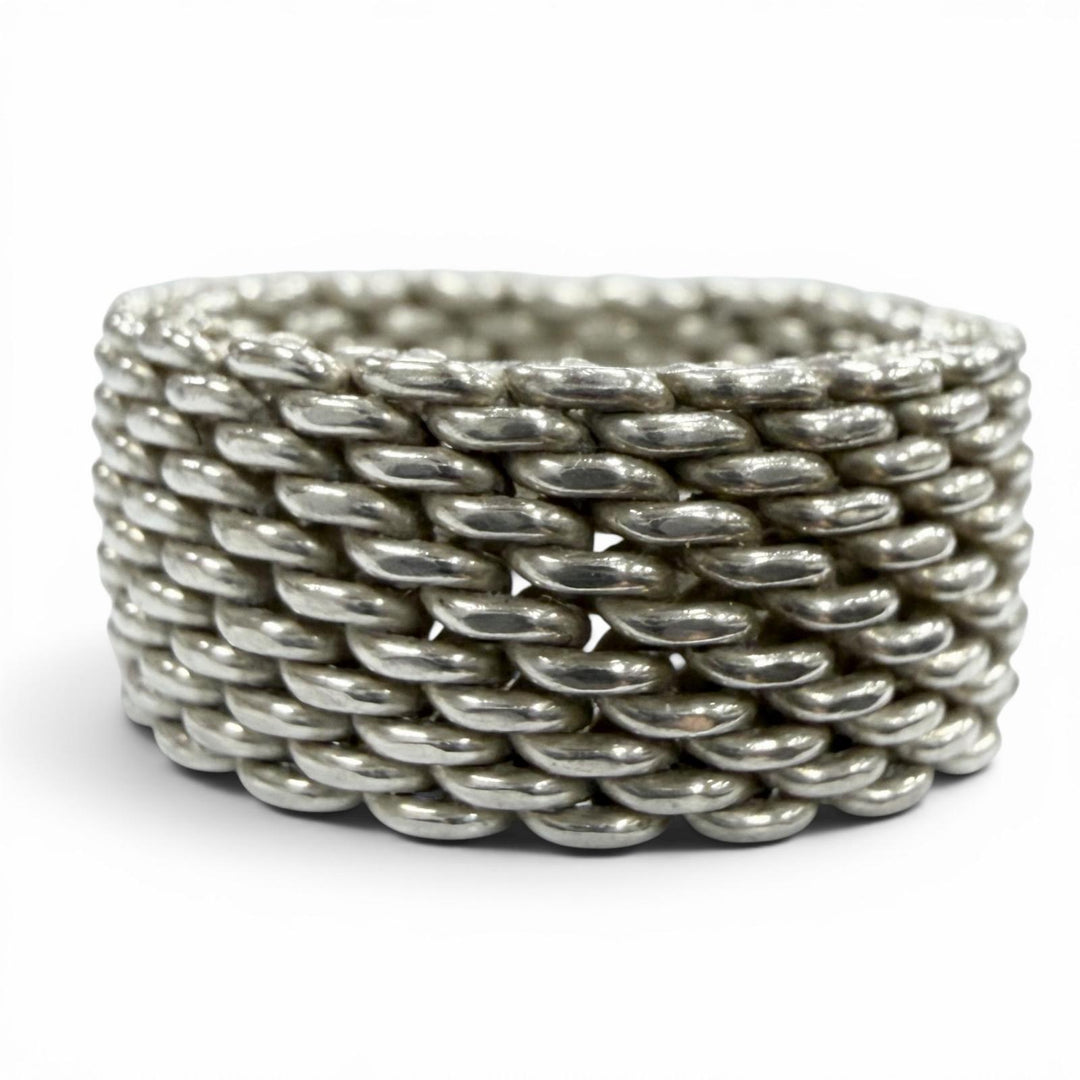 美品▼TIFFANY&amp;Co. ティファニー サマセット 925 メッシュ リング 指輪 シルバー JP14号 重量8.6g メンズ レディース アクセサリー
