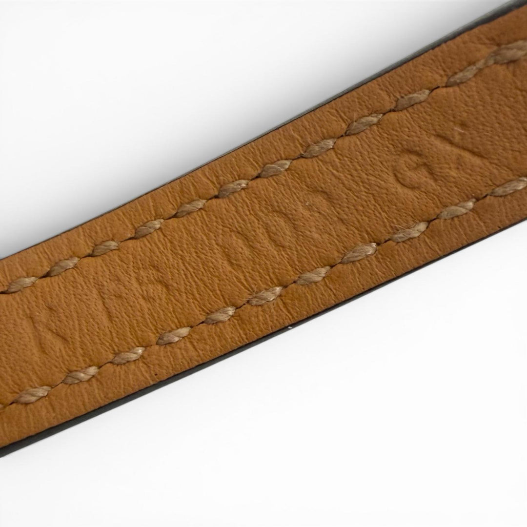 極美品▼HERMES エルメス クロワジエール ドゥブルトゥール レザー シルバー金具 2025年5月購入品 ブレスレット ブラック K刻印 メンズ