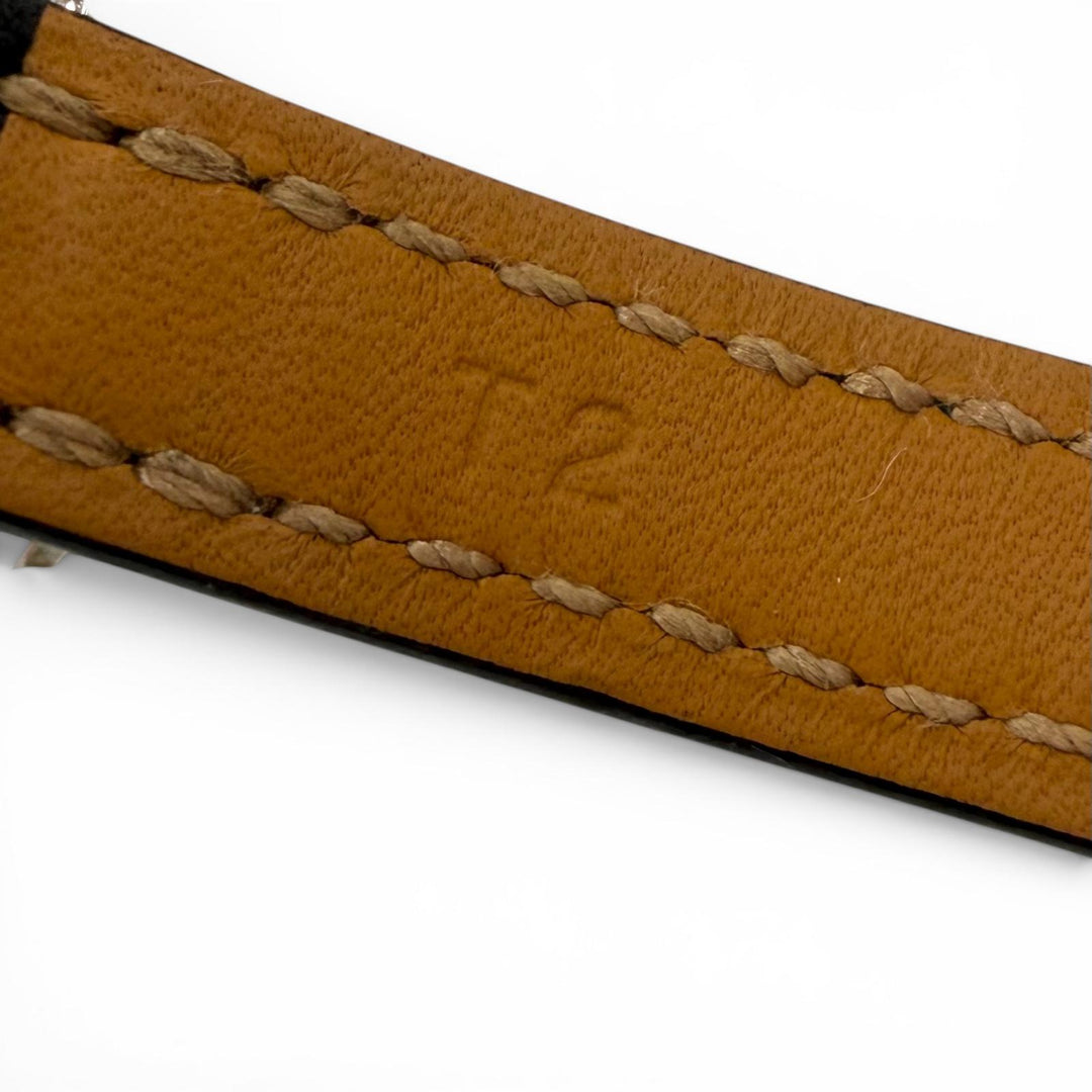 極美品▼HERMES エルメス クロワジエール ドゥブルトゥール レザー シルバー金具 2025年5月購入品 ブレスレット ブラック K刻印 メンズ