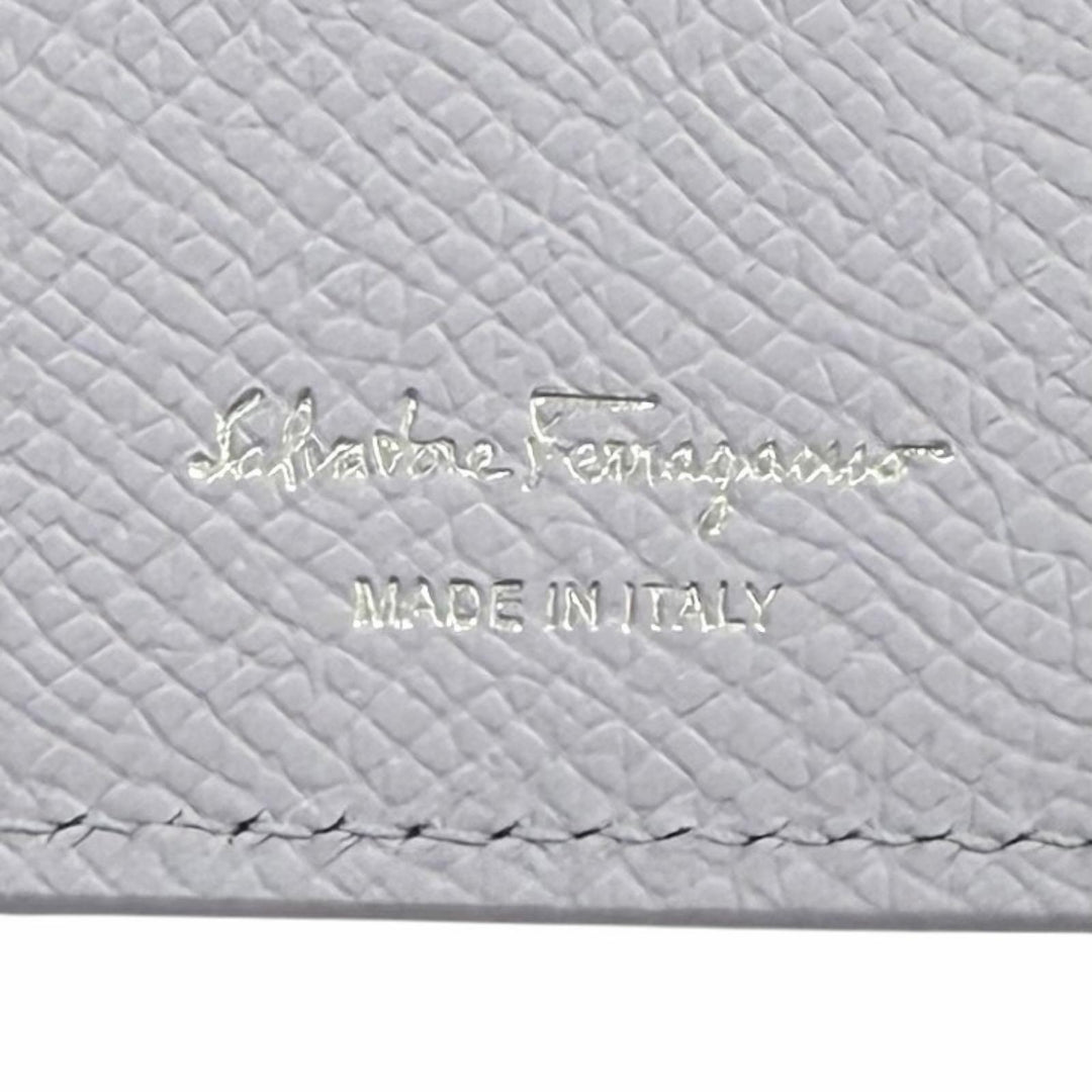 未使用品★FERRAGAMO フェラガモ 22D 779 ダブルガンチーニ レザー ロングウォレット 長財布 パープル シルバー金具 イタリア製 箱付き