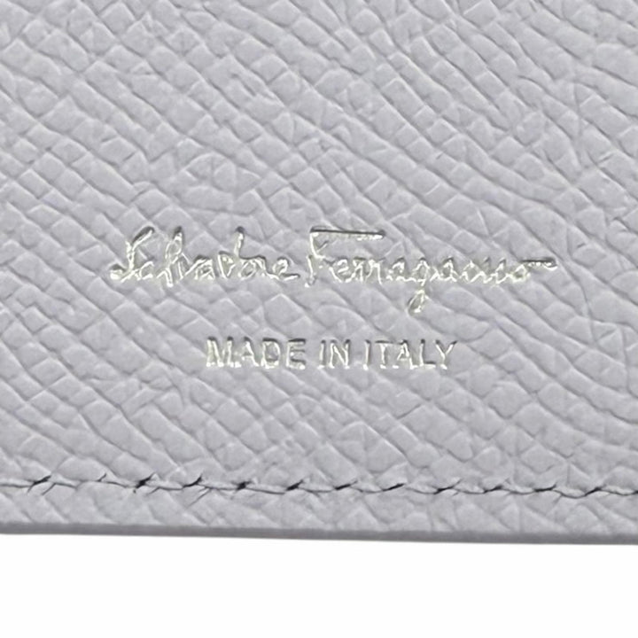 未使用品★FERRAGAMO フェラガモ 22D 779 ダブルガンチーニ レザー ロングウォレット 長財布 パープル シルバー金具 イタリア製 箱付き