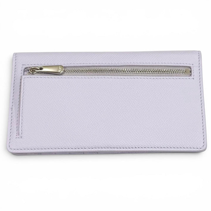 未使用品★FERRAGAMO フェラガモ 22D 779 ダブルガンチーニ レザー ロングウォレット 長財布 パープル シルバー金具 イタリア製 箱付き