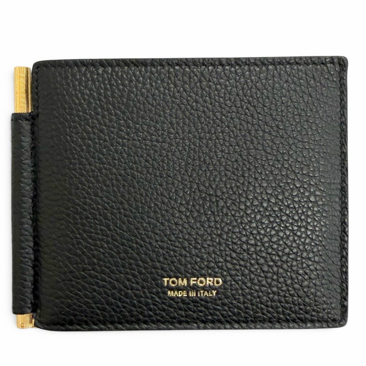 極美品△TOM FORD トムフォード SOFT GRAIN LEATHER T LINE MONEY CLIP WALLET ソフトグレインレザー カードケース マネークリップ付き
