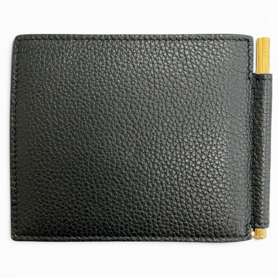 極美品△TOM FORD トムフォード SOFT GRAIN LEATHER T LINE MONEY CLIP WALLET ソフトグレインレザー カードケース マネークリップ付き