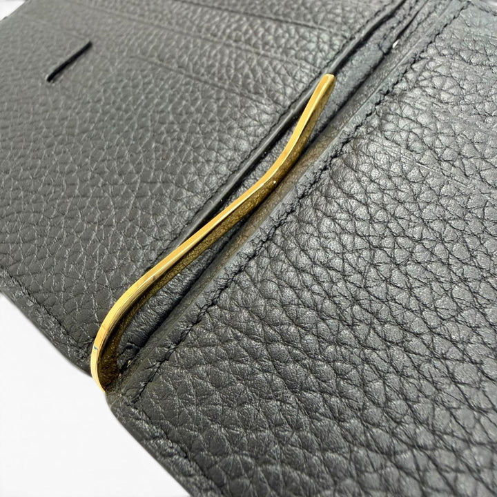 極美品△TOM FORD トムフォード SOFT GRAIN LEATHER T LINE MONEY CLIP WALLET ソフトグレインレザー カードケース マネークリップ付き