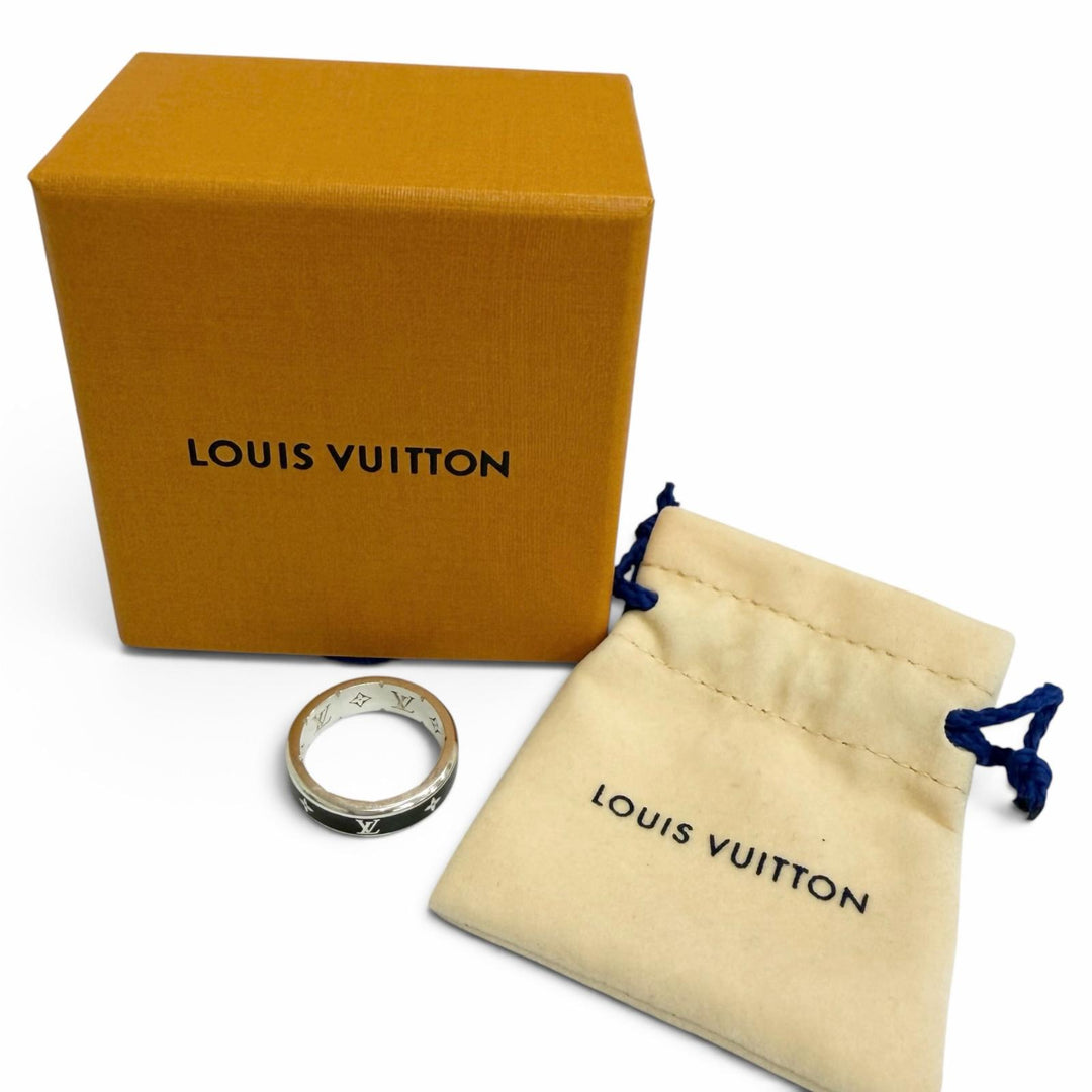 美品□LOUIS VUITTON ルイヴィトン 2025年製 M1534S リング・LV スパイク AG925 現行品 指輪 ブラック シルバー S (JP17号) イタリア製