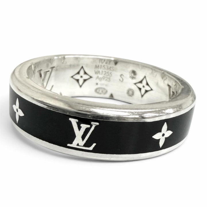 美品□LOUIS VUITTON ルイヴィトン 2025年製 M1534S リング・LV スパイク AG925 現行品 指輪 ブラック シルバー S (JP17号) イタリア製