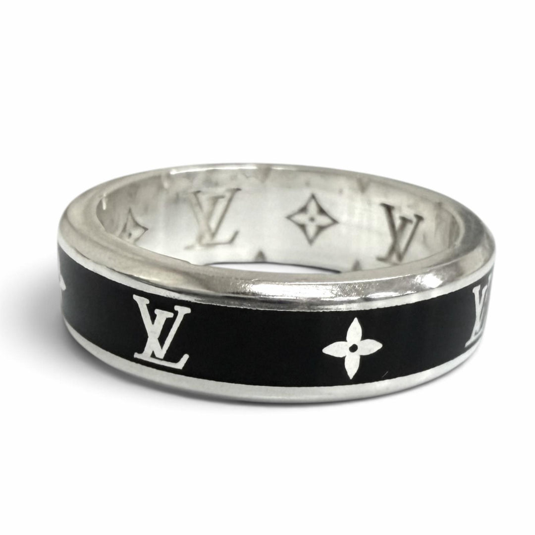 美品□LOUIS VUITTON ルイヴィトン 2025年製 M1534S リング・LV スパイク AG925 現行品 指輪 ブラック シルバー S (JP17号) イタリア製