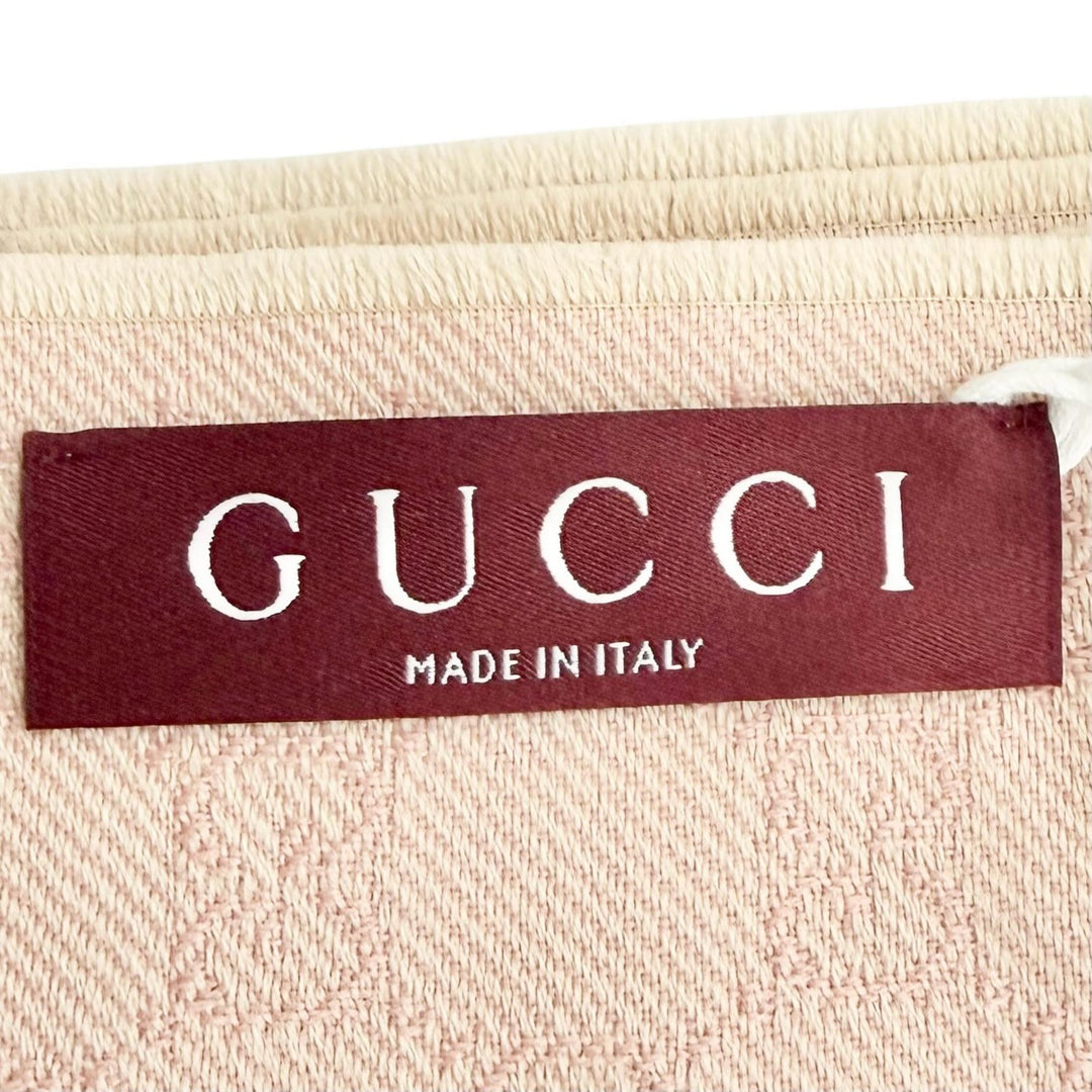 未使用品△GUCCI グッチ 848507 GGウール スカーフ ミニフリンジ マフラー ピンク 45×185cm 現行品 正規品 レディース 定価73700円 箱付