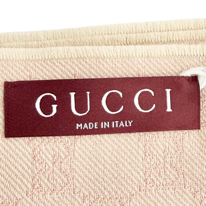 未使用品△GUCCI グッチ 848507 GGウール スカーフ ミニフリンジ マフラー ピンク 45×185cm 現行品 正規品 レディース 定価73700円 箱付