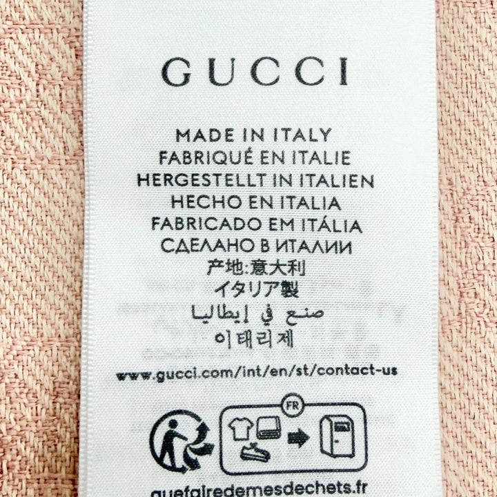未使用品△GUCCI グッチ 848507 GGウール スカーフ ミニフリンジ マフラー ピンク 45×185cm 現行品 正規品 レディース 定価73700円 箱付