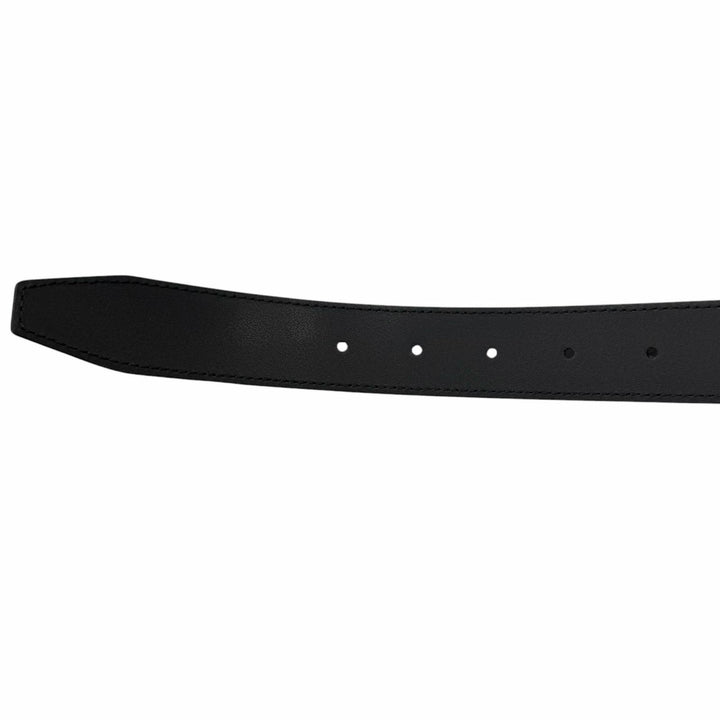 極美品□GUCCI　グッチ　838748　GGロゴ　スクエアバックル　レザーベルト　ブラック　シルバー　90/36　イタリア製　メンズオススメ◎　