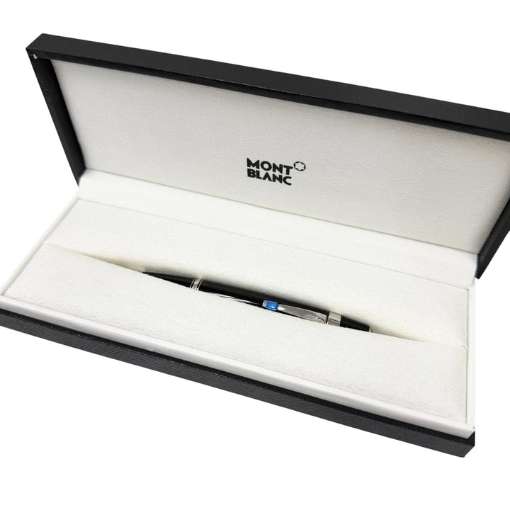 美品□MONTBLANC モンブラン BOHEME ボエム 一部ブルージェムストーン ボールペン ブラック シルバー ドイツ製 メンズ 筆記確認済み