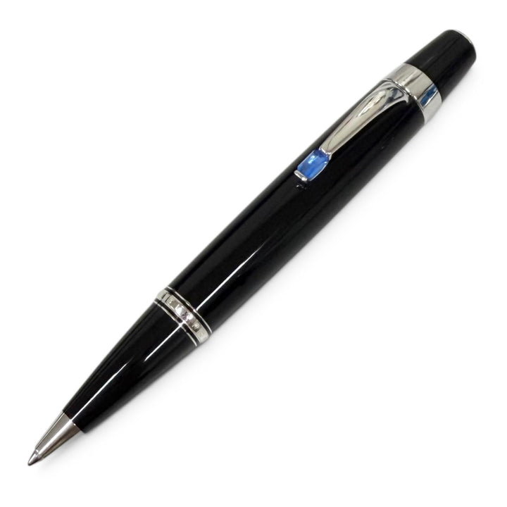 美品□MONTBLANC モンブラン BOHEME ボエム 一部ブルージェムストーン ボールペン ブラック シルバー ドイツ製 メンズ 筆記確認済み