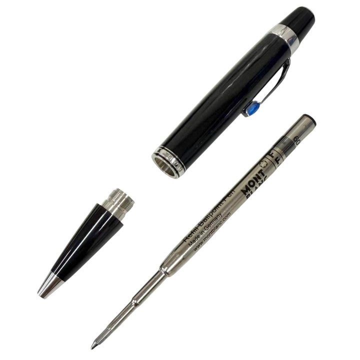 美品□MONTBLANC モンブラン BOHEME ボエム 一部ブルージェムストーン ボールペン ブラック シルバー ドイツ製 メンズ 筆記確認済み