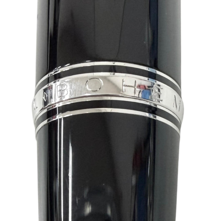 美品□MONTBLANC モンブラン BOHEME ボエム 一部ブルージェムストーン ボールペン ブラック シルバー ドイツ製 メンズ 筆記確認済み