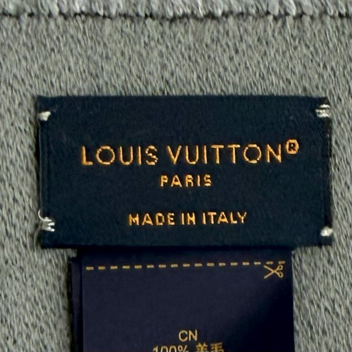 極美品★LOUIS VUITTON ルイヴィトン 2023年製 M79124 ヴィヴィエンヌ CVD ウール100％ フリンジ付 マフラー グレー 正規品 箱付き