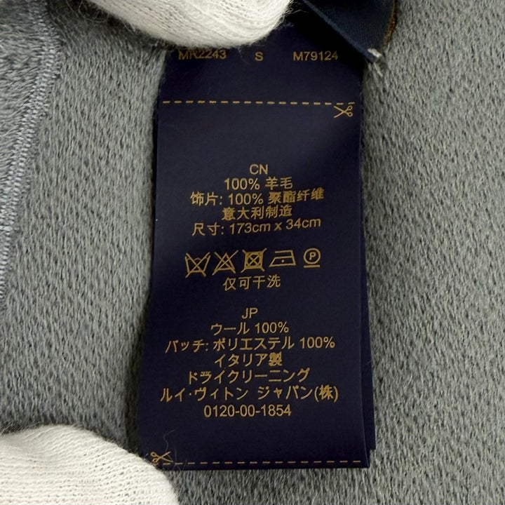 極美品★LOUIS VUITTON ルイヴィトン 2023年製 M79124 ヴィヴィエンヌ CVD ウール100％ フリンジ付 マフラー グレー 正規品 箱付き