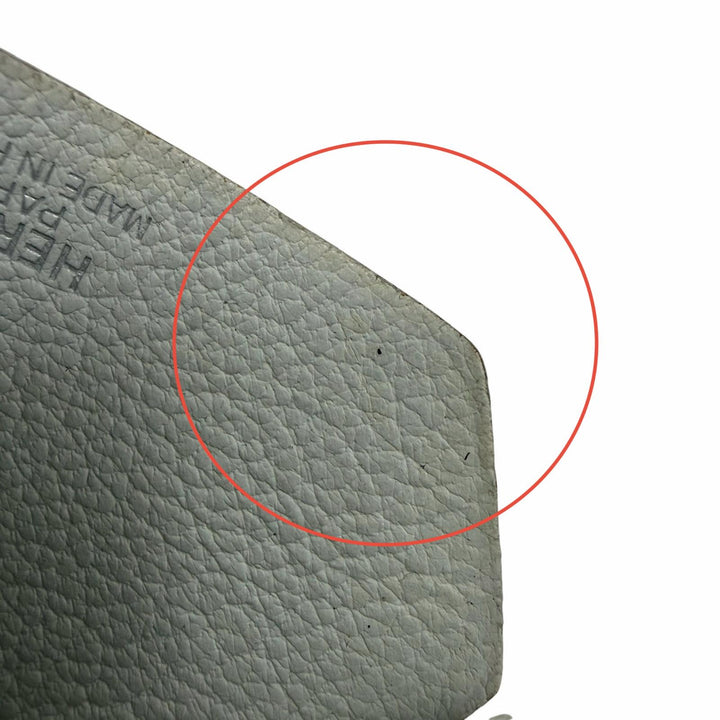 美品☆HERMES エルメス ヴィンテージ クロシェット チャーム レザー シルバー金具 ネックレス ライトブルー □F刻印 フランス製 箱付き