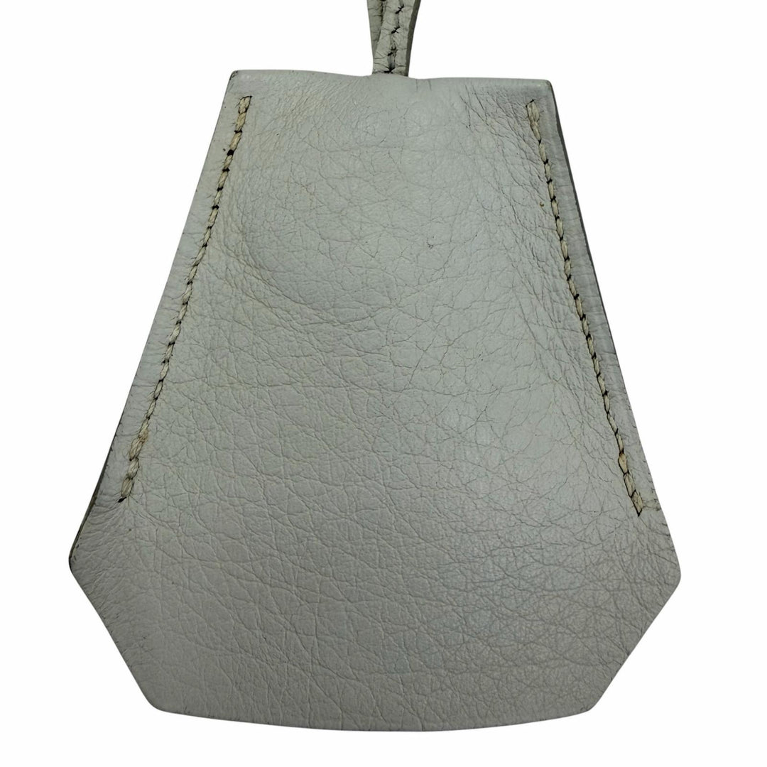 美品☆HERMES エルメス ヴィンテージ クロシェット チャーム レザー シルバー金具 ネックレス ライトブルー □F刻印 フランス製 箱付き