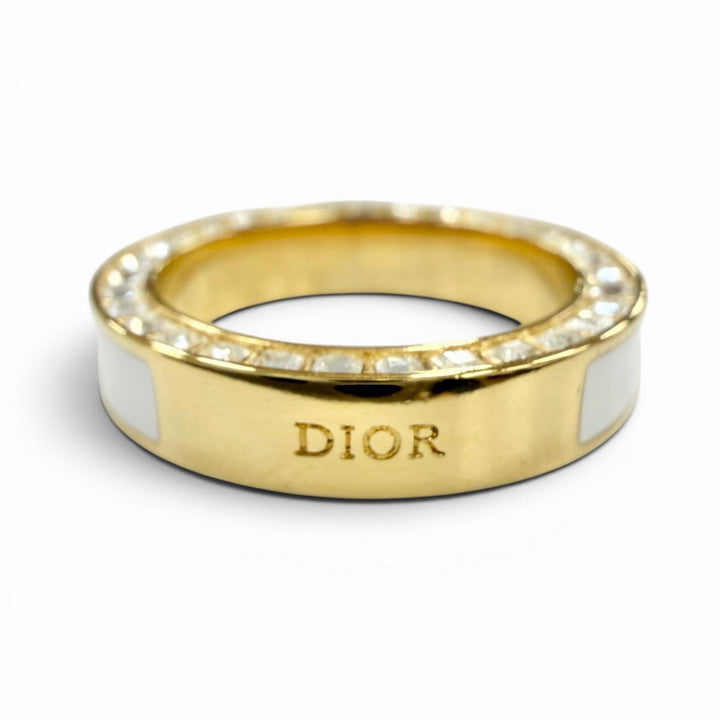 極美品◇DIOR ディオール NIGHT CODE ナイトコードリング クリスタル ロゴ ラインストーン パヴェクリスタル 指輪 ホワイト S (JP10号)