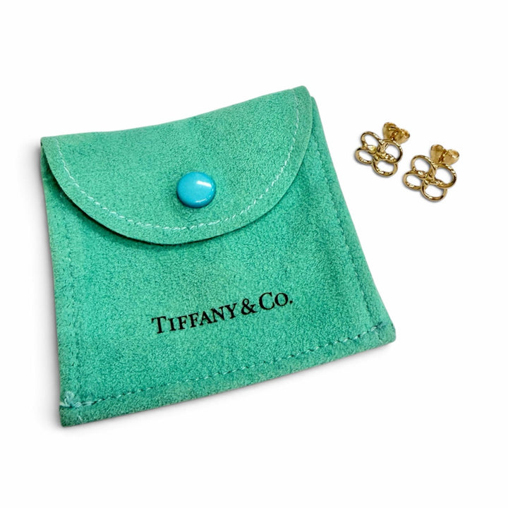 極美品△TIFFANY&amp;Co. ティファニー クアドロフォリオ ピアス 四つ葉 クローバーモチーフ 両耳用 イエローゴールド 重量3.04g 保存袋付き