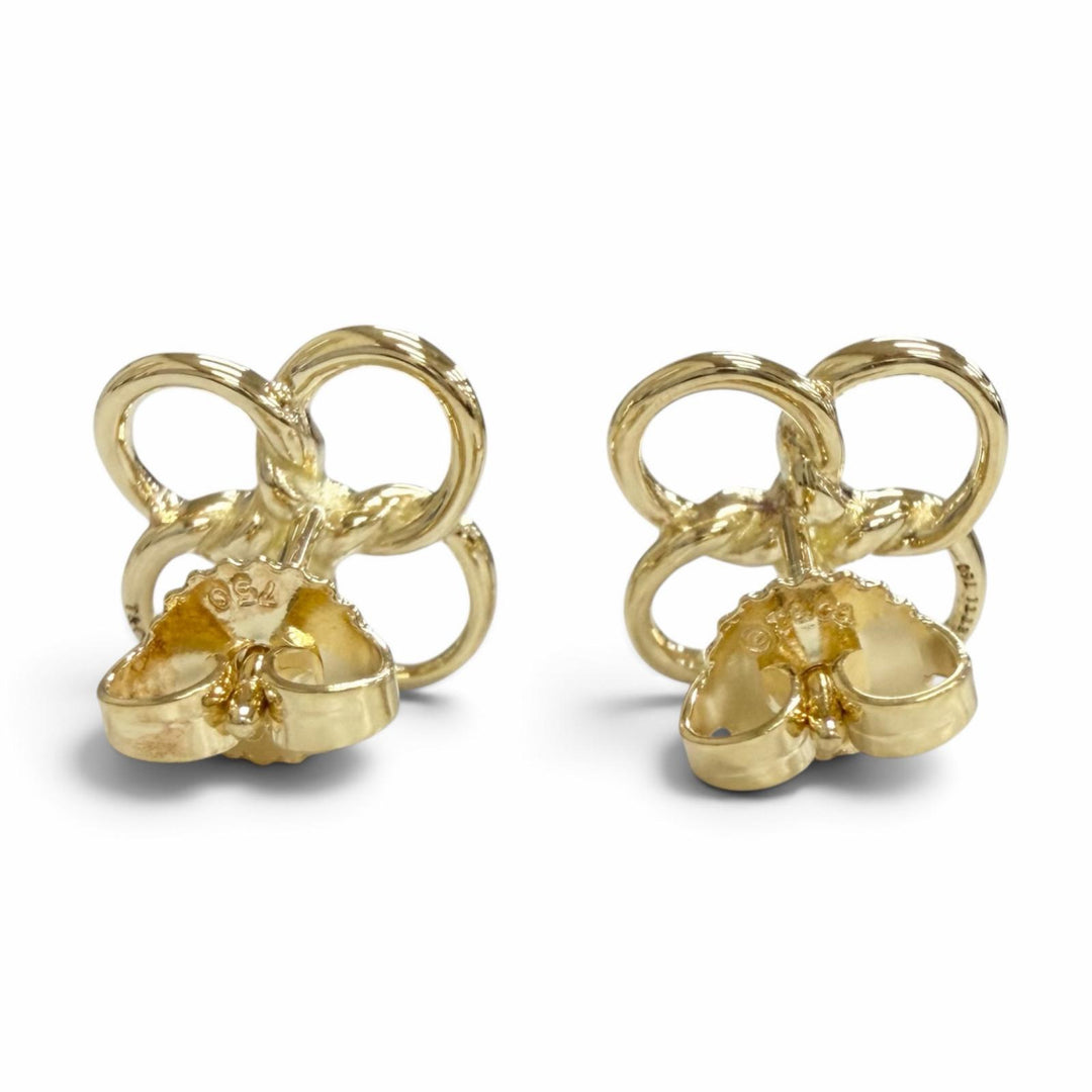 極美品△TIFFANY&amp;Co. ティファニー クアドロフォリオ ピアス 四つ葉 クローバーモチーフ 両耳用 イエローゴールド 重量3.04g 保存袋付き