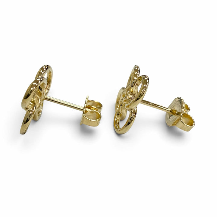 極美品△TIFFANY&amp;Co. ティファニー クアドロフォリオ ピアス 四つ葉 クローバーモチーフ 両耳用 イエローゴールド 重量3.04g 保存袋付き