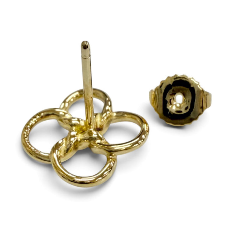 極美品△TIFFANY&amp;Co. ティファニー クアドロフォリオ ピアス 四つ葉 クローバーモチーフ 両耳用 イエローゴールド 重量3.04g 保存袋付き